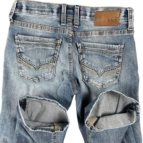 BKE Jake Jeans Mens 30L Loose Baggy Distressed Faded Grunge Ripped Torn Trashed - Picture 7 of 14